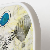 Whimsical collagekunst met gemengde techniek pickleball paddle (Links Detail)
