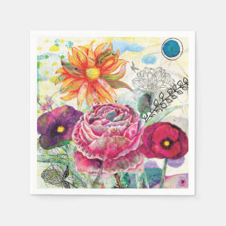 Whimsical collagekunst met gemengde techniek servet
