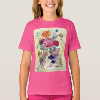 Whimsical collagekunst met gemengde techniek t-shirt