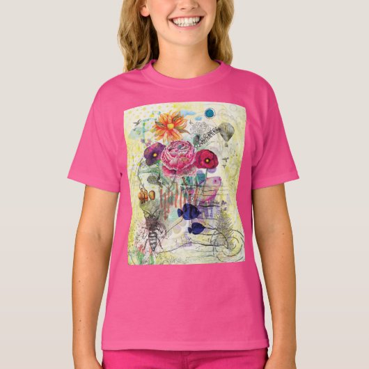 Whimsical collagekunst met gemengde techniek t-shirt (Voorkant)