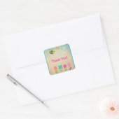 Whimsical Collectie of Flowers and Bugs Bedankt Vierkante Sticker (Envelop)