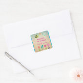 Whimsical Collectie of Flowers and Bugs Verjaardag Vierkante Sticker (Envelop)