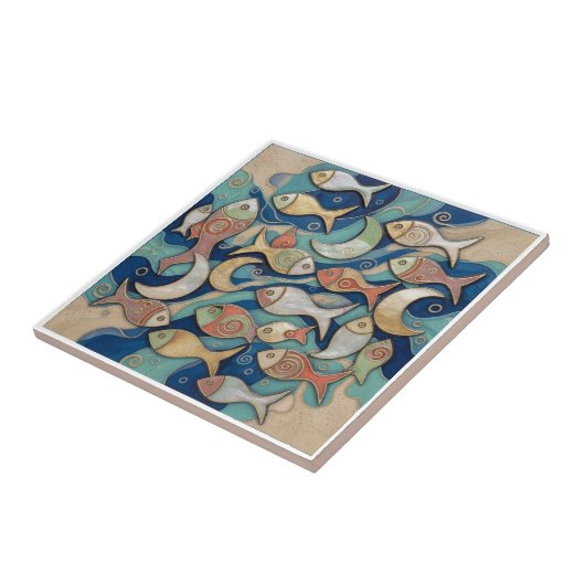 Whimsical Color Splash Fish Pattern ID1201 Tegeltje (Zijkant)