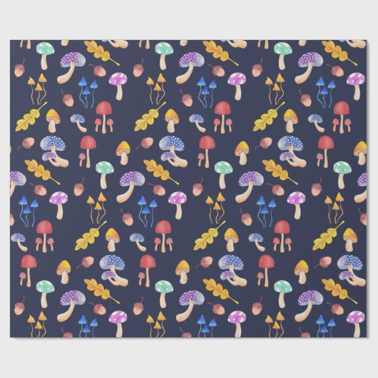 Whimsical Colorful Autumn Mushrooms Cadeaupapier (Vlak)