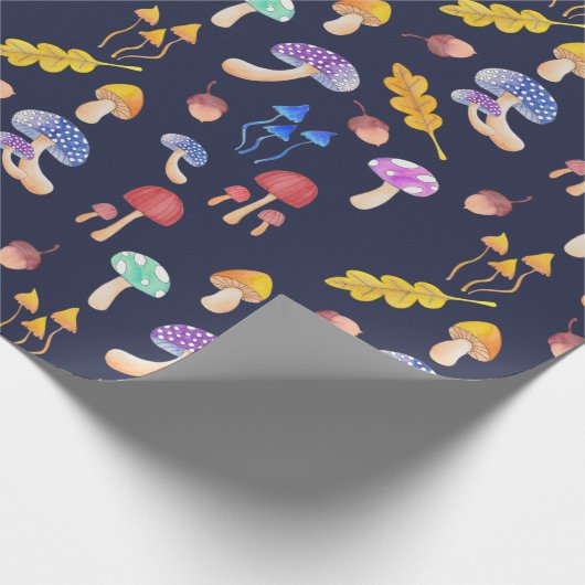 Whimsical Colorful Autumn Mushrooms Cadeaupapier (Hoek)