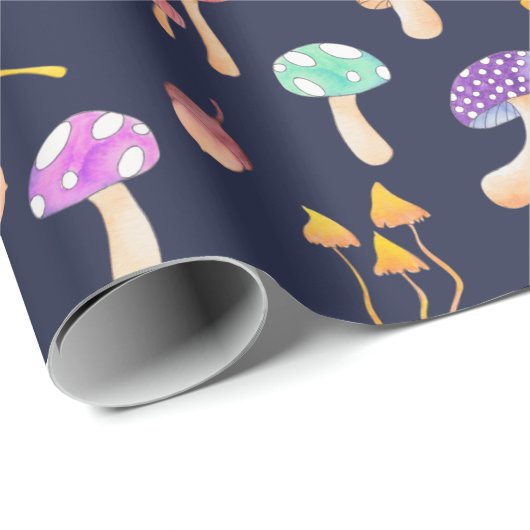 Whimsical Colorful Autumn Mushrooms Cadeaupapier (Rol Hoek)