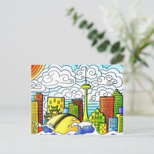 Whimsical, Colorful, Beauful Toronto Skyline Briefkaart (Staand voorkant)