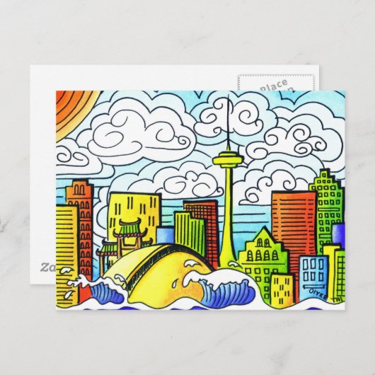 Whimsical, Colorful, Beauful Toronto Skyline Briefkaart (Voorkant / Achterkant)