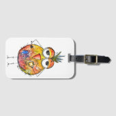 Whimsical Colorful Bird Drink Coffee Bagagelabel (Voorkant (horizontaal))
