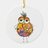 Whimsical Colorful Bird Drink Coffee Keramisch Ornament (Voorkant)