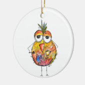 Whimsical Colorful Bird Drink Coffee Keramisch Ornament (Links)