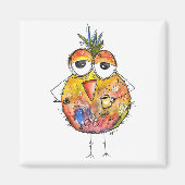 Whimsical Colorful Bird Drink Coffee Magneet (Voorkant)