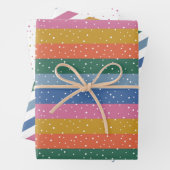 Whimsical Colorful Bright Snowfall Stripes Inpakpapier Vel (In situ)
