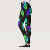 whimsical COLORFUL chinese BLUE DRAGON PATTERN Leggings (Links)