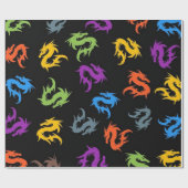 WHIMSICAL COLORFUL CHINESE DRAGON PATTERN CADEAUPAPIER (Vlak)