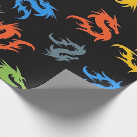 WHIMSICAL COLORFUL CHINESE DRAGON PATTERN CADEAUPAPIER (Hoek)