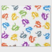 WHIMSICAL COLORFUL CHINESE DRAGON PATTERN CADEAUPAPIER (Vlak)