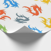 WHIMSICAL COLORFUL CHINESE DRAGON PATTERN CADEAUPAPIER (Hoek)