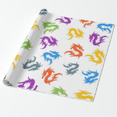 WHIMSICAL COLORFUL CHINESE DRAGON PATTERN CADEAUPAPIER (Uitgerold)