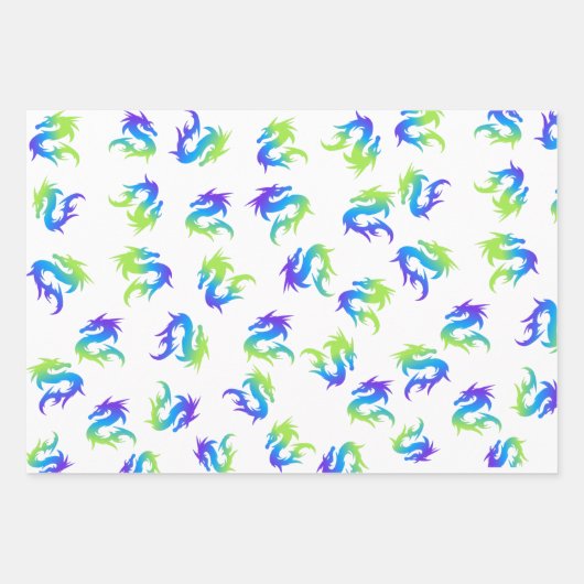 WHIMSICAL COLORFUL CHINESE DRAGON PATTERN INPAKPAPIER VEL (Voorkant 3)