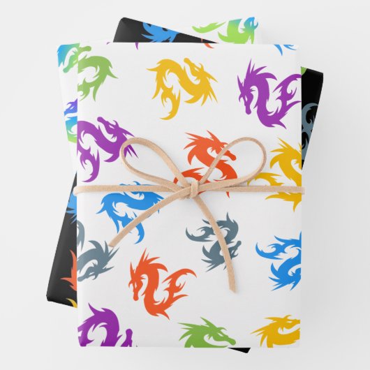 WHIMSICAL COLORFUL CHINESE DRAGON PATTERN INPAKPAPIER VEL (In situ)