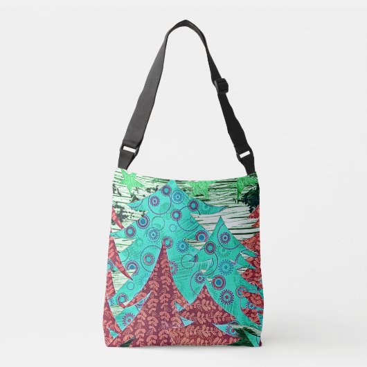 Whimsical Colorful Christmas Trees Crossbody Tas (Voorkant)