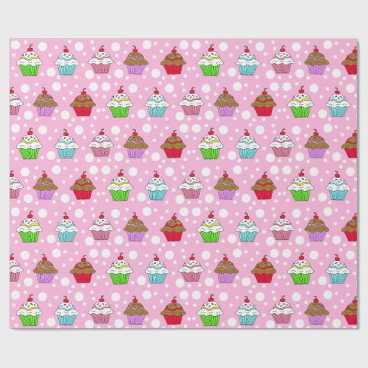 Whimsical Colorful Cupcake Cadeaupapier (Vlak)