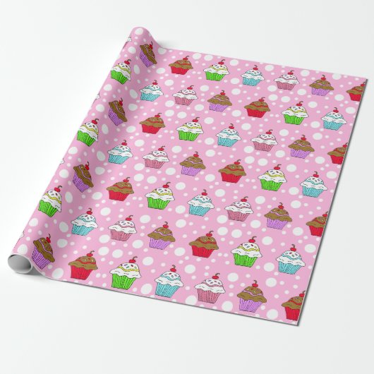 Whimsical Colorful Cupcake Cadeaupapier (Uitgerold)