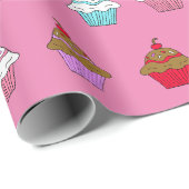 Whimsical Colorful Cupcake Cadeaupapier (Rol Hoek)