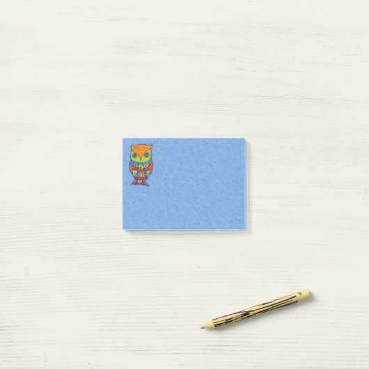 Whimsical Colorful Fantasy Owl Post-it® Notes (Op bureau)