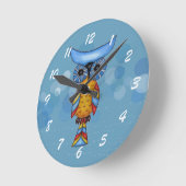 Whimsical Colorful Fantasy Owl Ronde Klok (Hoek)