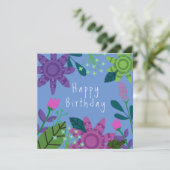 Whimsical Colorful Floral Birthday Kaart (Staand voorkant)
