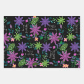 Whimsical Colorful Floral Happy Birthday Inpakpapier Vel (Voorkant 2)