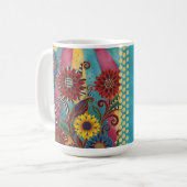 Whimsical Colorful Flowers Artistic Coffee Mug Koffiemok (Voorkant links)