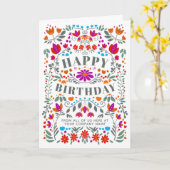 Whimsical Colorful Folk Flowers Business Birthday Kaart (Gele Bloem)