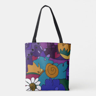 Whimsical Colorful Hand-Drawn Doodle Pattern Tote Bag