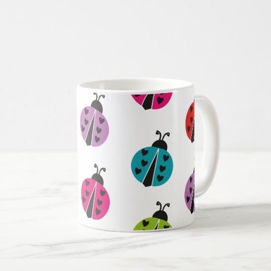 Whimsical Colorful Ladybug Persoonlijk Koffiemok (Voorkant rechts)