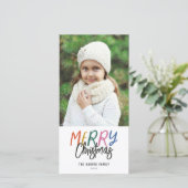 Whimsical Colorful Merry-kerstfoto Feestdagenkaart (Staand voorkant)
