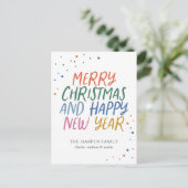Whimsical Colorful Merry Kerstmis Nieuwjaar Stippe Feestdagenkaart (Staand voorkant)