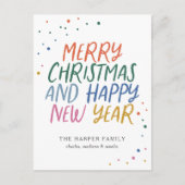 Whimsical Colorful Merry Kerstmis Nieuwjaar Stippe Feestdagenkaart (Voorkant)