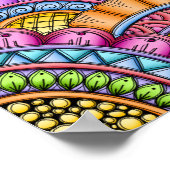 Whimsical Colorful Modern Floral Waterverf Poster (Hoek)