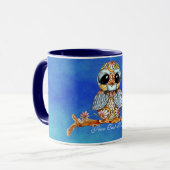 Whimsical Colorful Owl Coffee Mok (Voorkant links)