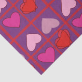 Whimsical Colorful Purple Pink and Red Hearts Tissuepapier (Detail)