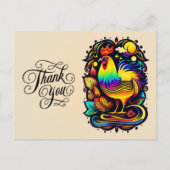 Whimsical Colorful Rooster Cartoon Dank u Briefkaart (Voorkant)