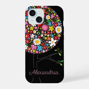 Whimsical Colorful Spring Flowers Pop Tree Natuur iPhone 15 Case