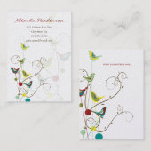 Whimsical Colorful Summer Birds and Swirls Moderne Visitekaartje (Voorkant / Achterkant)