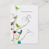 Whimsical Colorful Summer Birds and Swirls Moderne Visitekaartje (Achterkant)