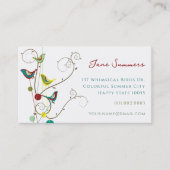Whimsical Colorful Summer Birds and Swirls Moderne Visitekaartje (Voorkant)