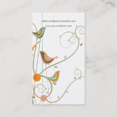Whimsical Colorful Summer Birds and Swirls Moderne Visitekaartje (Achterkant)