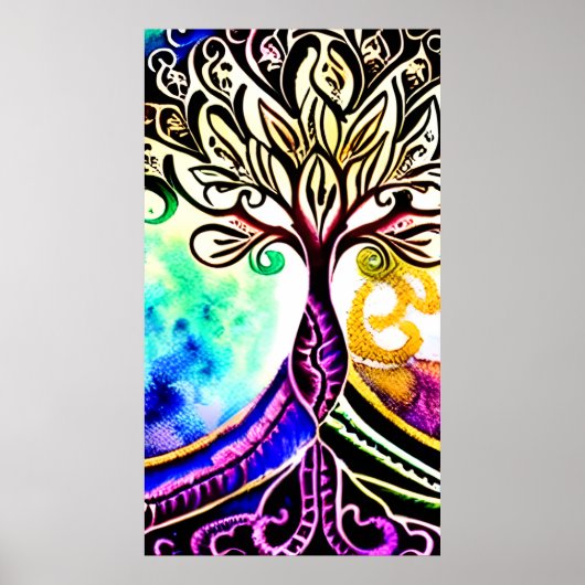 Whimsical Colorful Tree of Life Poster (Voorkant)
